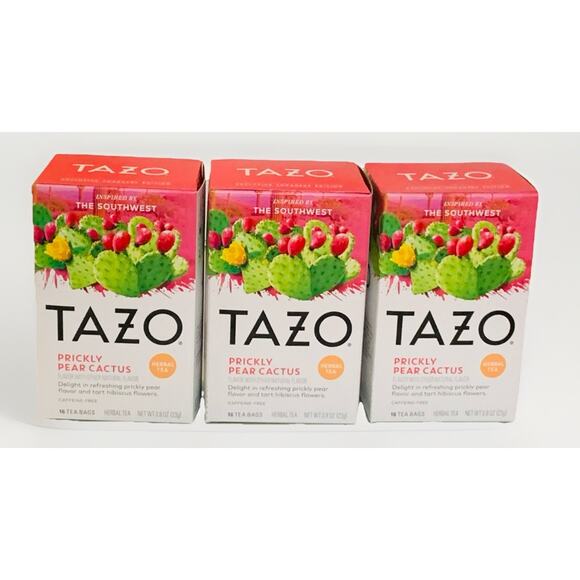 Tazo Prickly Pear Cactus Herbal Tea 3x Boxes 16 Count Each Exp 04/2027 - Picture 1 of 6